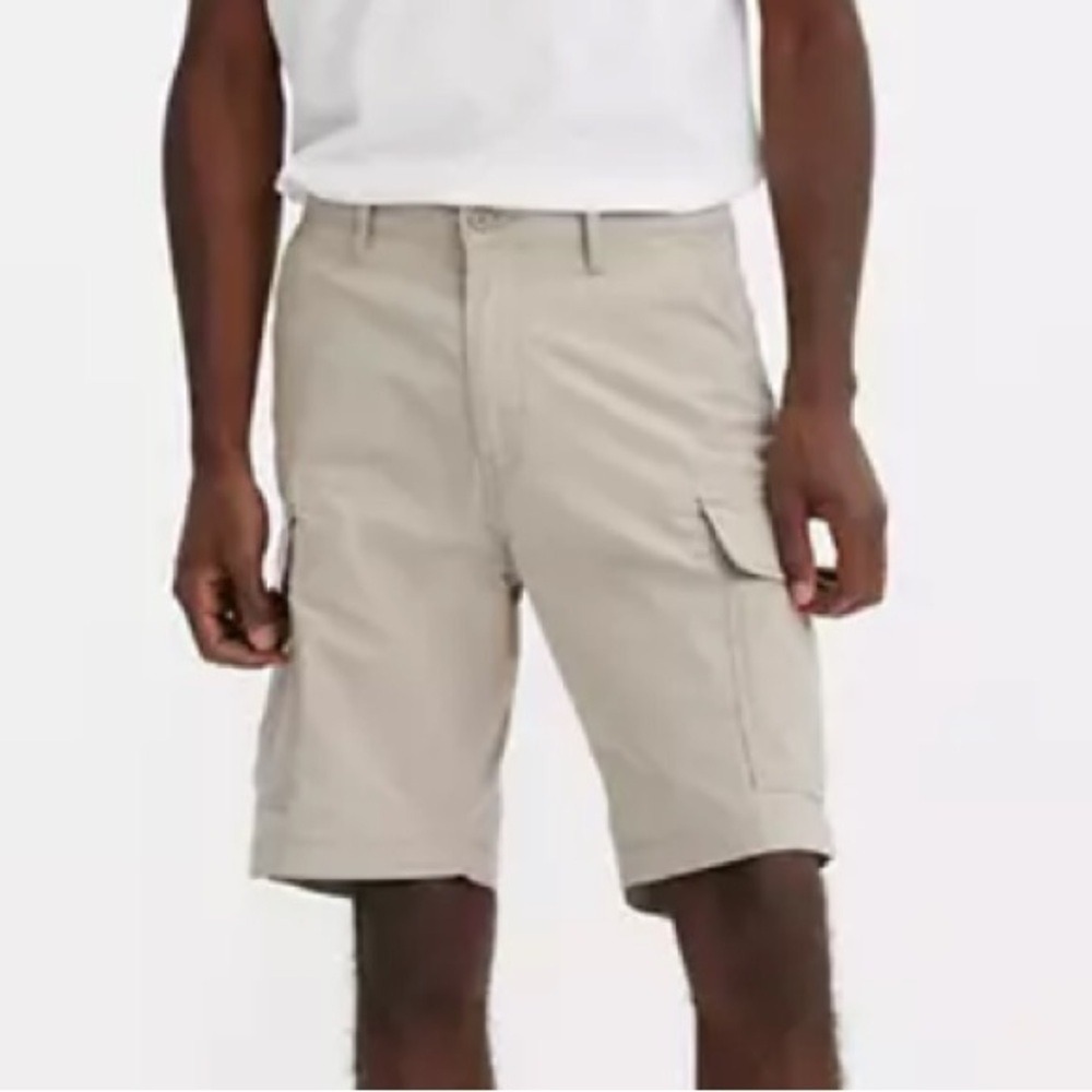 Levi Strauss & Co Mens Cargo Shorts Khaki Tan Size 34x9.5 Utility Pockets